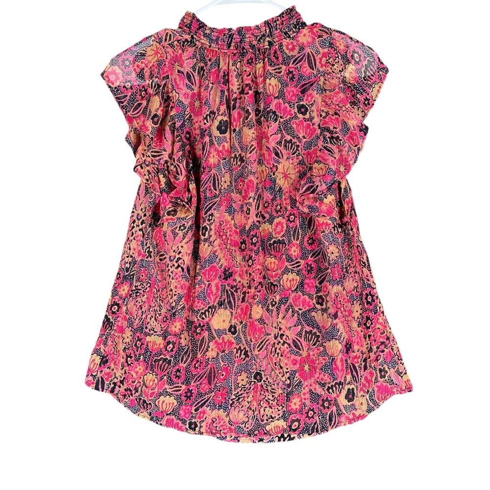 A.L.C. Women’s 4 Hayley Printed Top Silk Blend Chiffon Flutter Sleeve Blouse - Picture 2 of 14